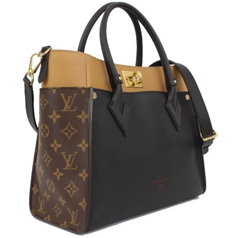 Louis Vuitton On My Side Shoulder Bag Camel Noir Monogram Black
